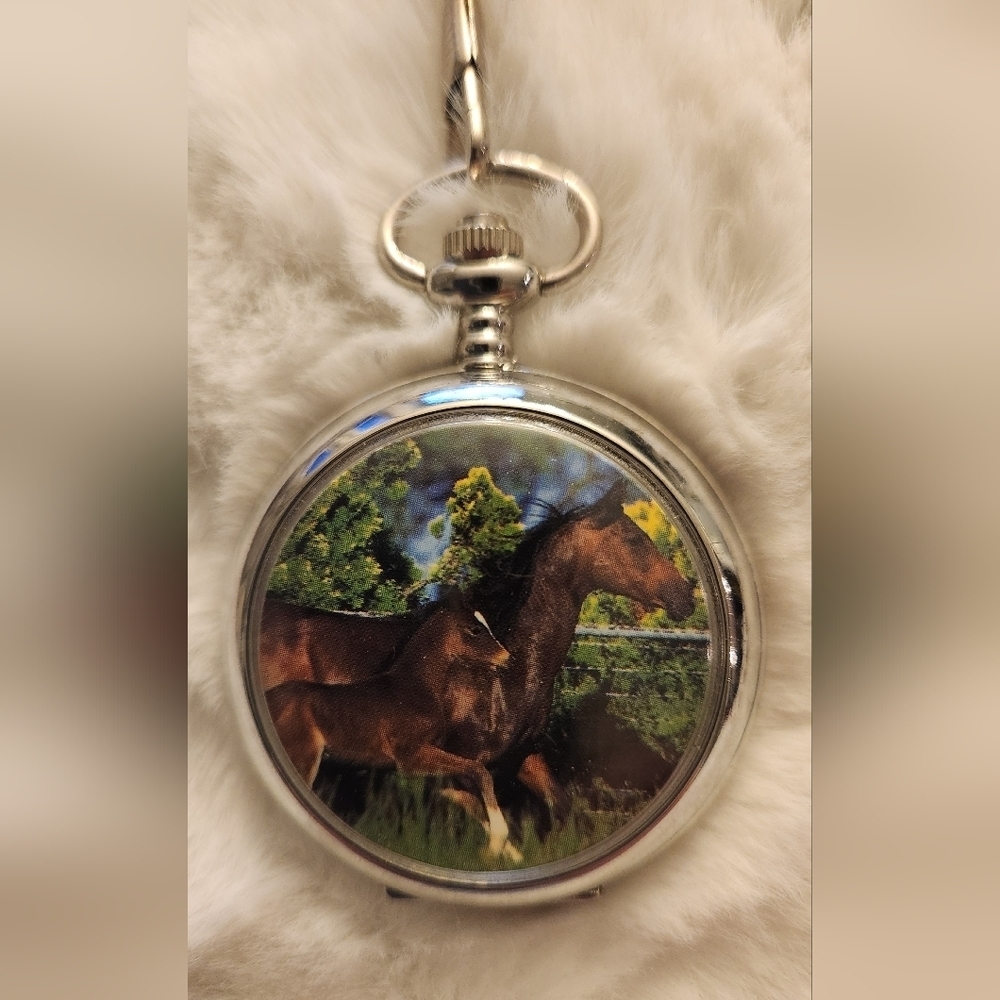 Antique Pocket watch with horse & foal - Picture 2 of 6
